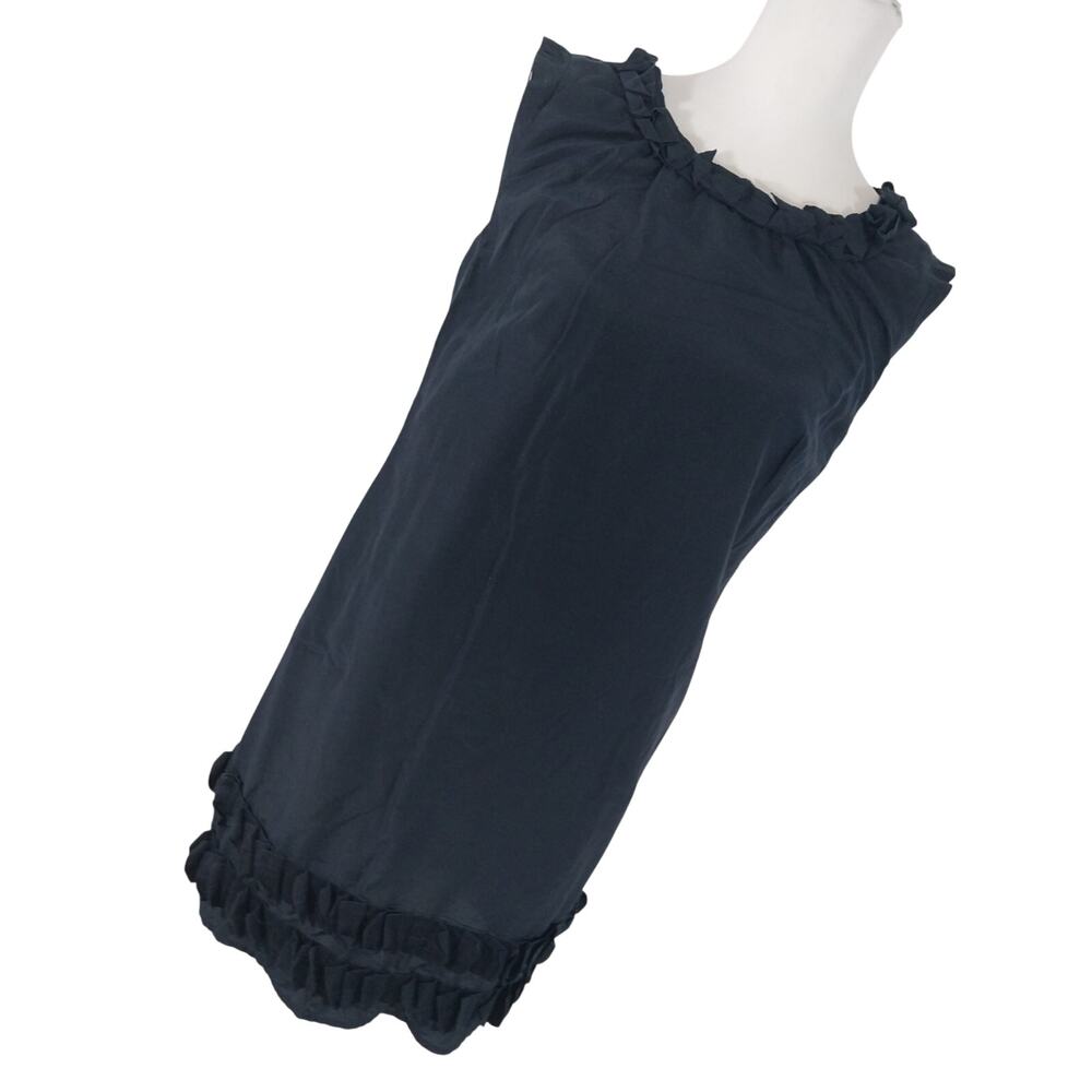 ANN TAYLOR LOFT! SILK BLEND! NAVY BLUE COTTON BLEND, RUFFLE DETAILDRESS! SZ 6